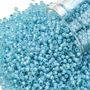 TOHO Round Seed Beads, Japanese Seed Beads, (2117) Silver Lined Milky Aqua, 11/0, 2.2mm, Hole: 0.8mm, about 50000pcs/pound(SEED-TR11-2117)