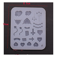 Quicksand Molds, Silicone Shaker Molds, for UV Resin, Epoxy Resin Craft Making, Heart Pattern, 100x85x8mm(SIMO-PW0005-04E)