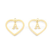 201 Stainless Steel Pendants, Hollow, Heart with Letter A~Z, Real 18K Gold Plated, Letter.A, 29x29.5x1mm, Hole: 2mm, A~Z: 12x8~10.5x1mm(STAS-N090-LA894-A-G)