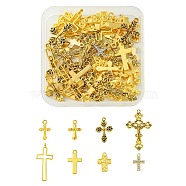 Alloy Pendants, with Rhinestone, Cross Charm, Mixed Color, 16~43.5x10~26x1.5~3mm, Hole: 1~2mm, 60pcs/box(FIND-FS0001-99)