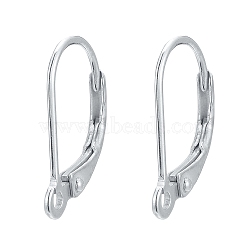 925 Sterling Silver Leverback Hoop Earrings, Silver, 16.5x10x2mm, Hole: 1mm, Pin: 0.8mm(X-STER-L054-52S)