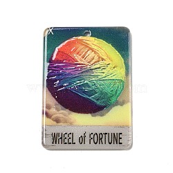 Acrylic Pendants, Rectangle with  Tarot, Ball of Yarn, 38.5x27x2mm, Hole: 1.8mm(OACR-E036-01P)