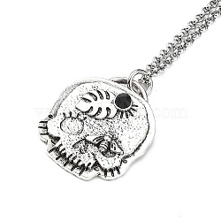 Skull Rhinestone Pendant Necklaces with Rolo Chains, Alloy Jewelry for Men Women, Bees, 27.17 inch(69cm)(NJEW-F309-01)