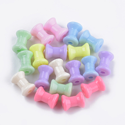 Opaque Acrylic Beads, Diabolo, Mixed Color, 12x9mm, Hole: 2.5mm, about 1250pcs/500g(MACR-S296-87)