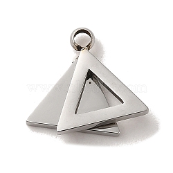 304 Stainless Steel Charms, Triangle Charm, Stainless Steel Color, 10.5x12x2mm, Hole: 1.6mm(STAS-L022-261P)
