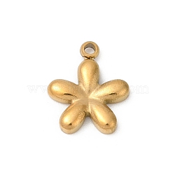 304 Stainless Steel Pendants, Ion Plating(IP), Flower Charms, Real 14K Gold Plated, 9.5x8x1.5mm, Hole: 1mm(STAS-L283-25G-01)