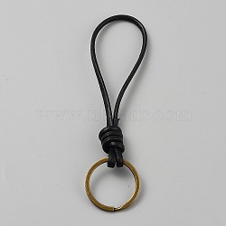 Leather Keychain, with Iron Ring, Black, 132mm(KEYC-WH20008-07A)