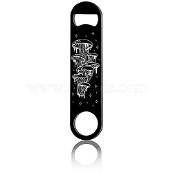 430 Stainless Steel Bottle Openers, Laser Cut, Rectangle, Mushroom, 178x40x2mm(AJEW-WH0259-045)