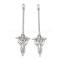 Tibetan Style Alloy Big Pendants, Cadmium Free & Lead Free, Halberd Charm, Antique Silver, 70x19x3mm, Hole: 1.5mm, about 160pcs/500g(FIND-G078-33G-AS)