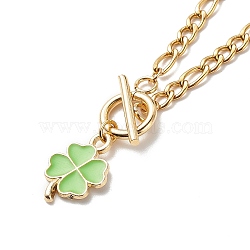 Alloy Enamel Clover Pendant Necklace with Brass Chains for Women, Golden, 16.54 inch(42cm)(NJEW-JN04087)