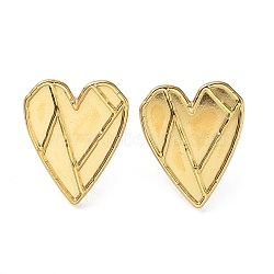 Ion Plating(IP) Rack Plating 304 Stainless Steel Stud Earring Findings, Earring Settings, Heart, Real 18K Gold Plated, 21.5x18mm, Pin: 0.7mm(STAS-M323-25G)