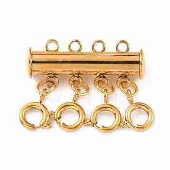 304 Stainless Steel Slide Lock Clasps, Peyote Clasps, with Spring Clasps and Loops, Tube, for Jewelry Making, Golden, 21x24.5x7mm, Hole: 1.5mm