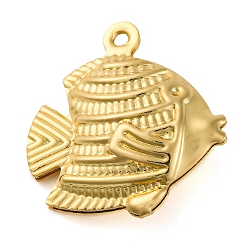 Rack Plating Brass Pendants, Cadmium Free & Lead Free, Long-Lasting Plated, Real 18K Gold Plated, Fish, 17.5x16.5x5mm, Hole: 1mm