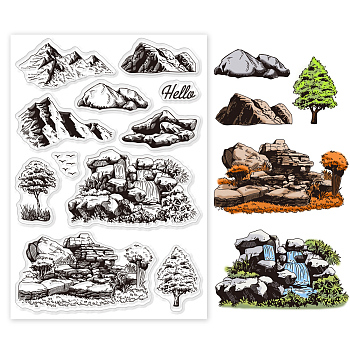 Custom PVC Plastic Clear Stamps, for DIY Scrapbooking, Photo Album Decorative, Cards Making, Mountain, 160x110x3mm
