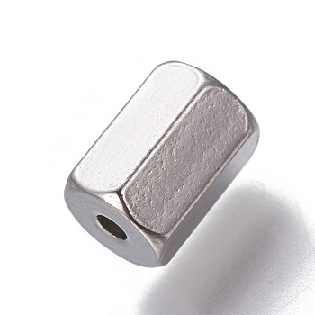 201 Stainless Steel Beads, Hexagon, Stainless Steel Color, 8x5.5mm, Hole: 1.5mm