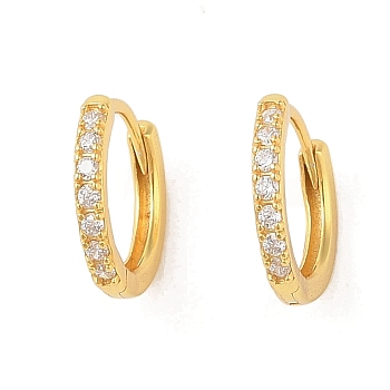 925 Sterling Silver with  Micro Pave Cubic Zirconia Hoop Earrings Findings, Real 18K Gold Plated, 14.5x13x2mm, Pin: 0.8mm