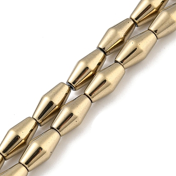 Electroplated Synthetic Non-magnetic Hematite Beads Strands, Bicone, Light Gold Plated, 6.2~6.5x12~12.5mm, Hole: 1.4mm, about 33pcs/strand, 16.89''(42.9cm)
