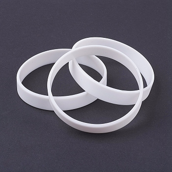 Silicone Wristbands Bracelets, Cord Bracelets, White, 2-1/2 inch(63mm), 12x2mm
