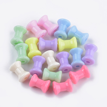 Opaque Acrylic Beads, Diabolo, Mixed Color, 12x9mm, Hole: 2.5mm, about 1250pcs/500g