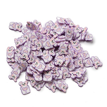 Handmade Polymer Clay Beads, No Hole, Rabbit, 7x5x0.5mm, about 55555pcs/500g