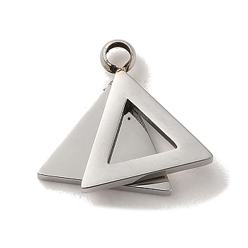 304 Stainless Steel Charms, Triangle Charm, Stainless Steel Color, 10.5x12x2mm, Hole: 1.6mm