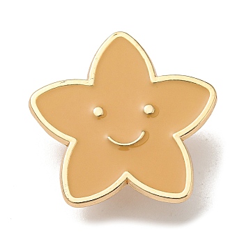 Weather Theme Enamel Pins, Golden Plated Alloy Badge for Backpack Clothes, Star, 24.5x25x1.5mm