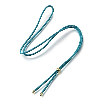 2.5MM Adjustable Braided Nylon Cords Necklace Making, with Golden Brass Finding, Teal, 27.56 inch(70cm)