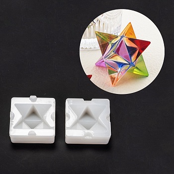 DIY Decoration Silicone Molds, Resin Casting Molds, Clay Craft Mold Tools, Merkaba Star, White, 46.5x48.5x45mm