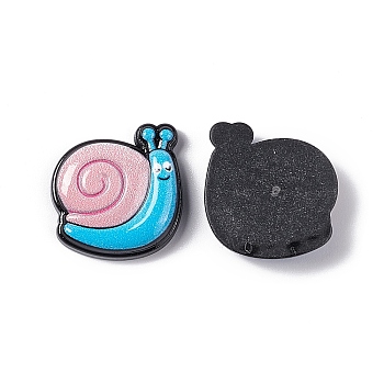 Opaque Resin Cabochons, Snail, Pink, 19x19.5x5mm