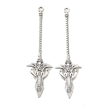 Tibetan Style Alloy Big Pendants, Cadmium Free & Lead Free, Halberd Charm, Antique Silver, 70x19x3mm, Hole: 1.5mm, about 160pcs/500g