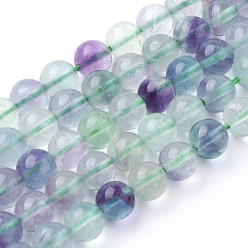Natural Fluorite Beads Strands, Grade A, Round, 6mm, Hole: 1mm