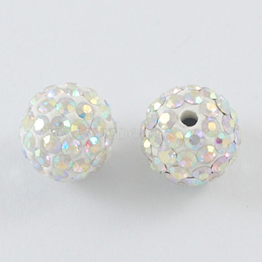8mm White Round Polymer Clay + Glass Rhinestone Beads