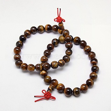Bouddhiste bijoux de perles de mala bracelets tigre naturel bracelets élastiques des yeux(X-BJEW-M007-8mm-01B)-4