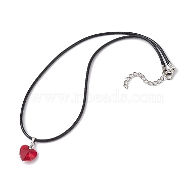 Valentine's Day Glass Heart Pendant Necklaces(NJEW-JN04570-01)-3