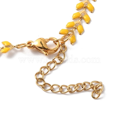 Enamel Ear of Wheat Link Chain Necklace(NJEW-P220-02G-08)-4