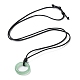 Natural Green Aventurine Ring Pendant Necklace with Waxed Cords(NJEW-R262-01B-09)-2
