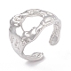 304 Stainless Steel Wide Hollow Open Cuff Ring for Women(RJEW-G275-04P)-1