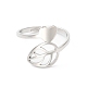 304 Stainless Steel Heart & Leaf Adjustable Ring for Women(RJEW-K245-35P)-1
