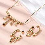 304 Stainless Steel Jewelry Sets, including Pendant Necklace and Stud Earrings, PVD Vacuum Plating, Long-Lasting Plated, Golden, Necklace: 17.80 inch(45.2cm)(SJEW-P007-01G)