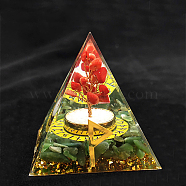 Viking Rune Symbol-Joy Orgonite Pyramid Resin Display Decorations, with Natural Green Aventurine Chips Inside, for Home Office Desk, 50~60mm(DJEW-PW0006-02U)