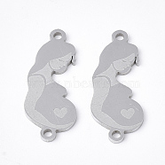 201 Stainless Steel Links connectors, Laser Cut Links, for Mother's Day, Pregnant Woman, Stainless Steel Color, 23x9x1mm, Hole: 1.4mm(STAS-T044-176P)