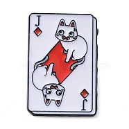 Black Zinc Alloy Brooches, Playing Card with Panda Enamel Pins for Men Women, Diamond, 30x20.5x1.5mm(JEWB-E033-04EB-04)