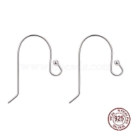 925 Sterling Silver Earring Hooks, Ear Wire, Silver, 17x10mm, Hole: 1.5mm, Pin: 0.5mm(X-STER-G011-13)