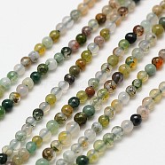 Natural Indian Agate Bead Strands, Round, 2mm, Hole: 0.8mm, about 184pcs/strand, 16 inch(G-A130-2mm-K06)