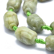 Natural Xiuyan Jade Beads Strands, Column, 18~20x13.5~14x13~14mm, Hole: 2.5mm, about 16~18pcs/strand, 16.9 inch~17.1 inch(43~43.5cm)(G-O179-C01)