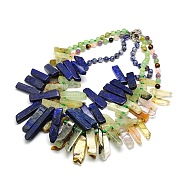 Natural Gemstone Beaded Bib Statement Necklaces, with Spring Ring Clasps, Mixed Stone, 22.8 inch(NJEW-P083-M)