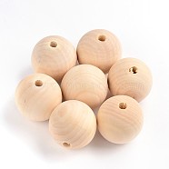 Round Unfinished Wood Beads, Natural Wooden Loose Beads Spacer Beads, Lead Free, Moccasin, 40x37~38mm, Hole: 7mm(X-WOOD-Q008-40mm-LF)