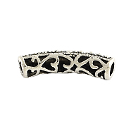 Tibetan Style Hollow Alloy Curved Tube Beads, Curved Tube Noodle Beads, Cadmium Free & Nickel Free & Lead Free, Antique Silver, 24x6mm, Hole: 3.5mm, about 436pcs/1000g(TIBEB-Q058-16AS-FF)
