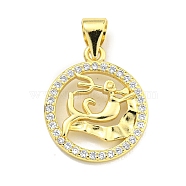 Brass Micro Pave Cubic Zirconia Pendants, Real 18K Gold Plated, Aquarius, 17x14.8x2mm, Hole: 4x3.5mm(KK-K354-03G-08)