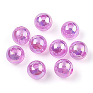 Transparent Acrylic Beads, AB Colors Plated, Round, Orchid, 6mm, Hole: 1.8mm, about 4800pcs/500g(MACR-T046-01C-06)